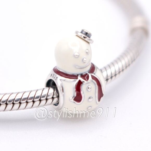 PANDORA Retired Happy Snowman Charm - 791406ENMX - Picture 1 of 10